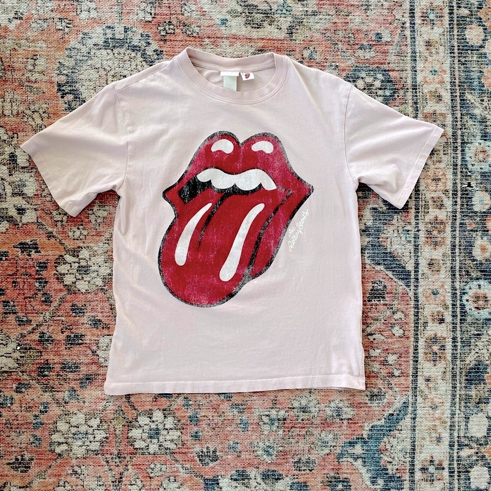 Pink Rolling Stones Graphic Tee - Size XS loose fit